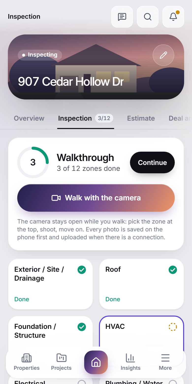 Walk-through by zones